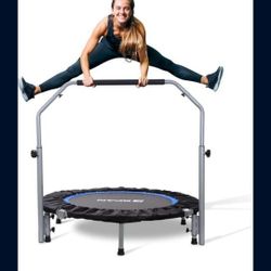 BCAN 40/48" Foldable Mini Trampoline Max Load 330lbs/440lbs, Fitness Rebounder with Adjustable Foam Handle, Exercise Trampoline for Adults Indoor/Gard