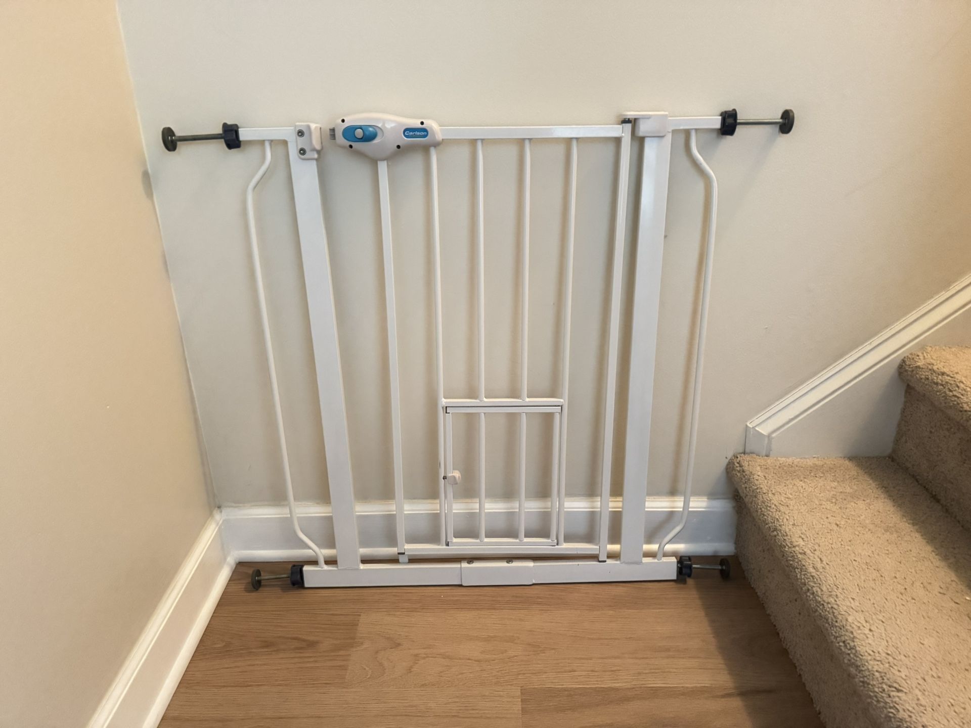 White Baby Gate With Pet Door