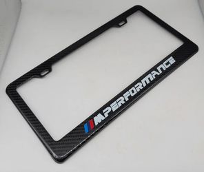 Brand New 1PCS BMW M PERFORMANCE 100% Real Carbon Fiber License Plate Frame Tag Cover Original 3K