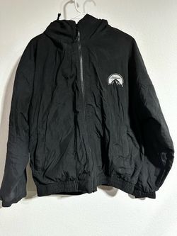 Paramount Men’s Black Windbreaker Jacket Full Zip Stand-Up Collar Size M