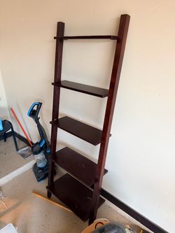 Dark Wood 5-Tier Ladder Bookshelf