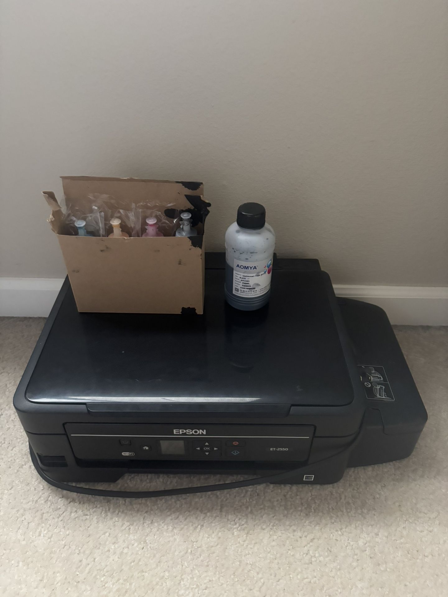 Epson Expression ET-2550 EcoTank Wireless Color All-in-One Supertank Printer with Wi-Fi, Wi-Fi Direct, Tablet and Smartphone Printing, Easily Refillab