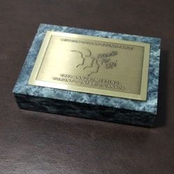 MARBLE - BRASS PAPERWEIGHT 6"×4" - Q3