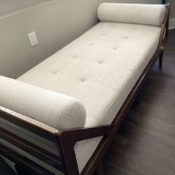 Sumner Contemporary Tufted Chaise Lounge with Rolled Accent Pillows