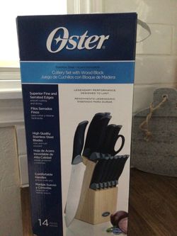 Oster wood block cutlery set👍