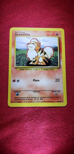 🔥VINTAGE-1999 WOTC GROWLITHE 28/102 POKÉMON CARD. BASE UNLIMITED SET. UNCOMMON. NON HOLO. NM/LP.🔥