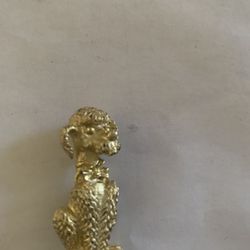 Vintage Gold Tone Poodle Brooch 