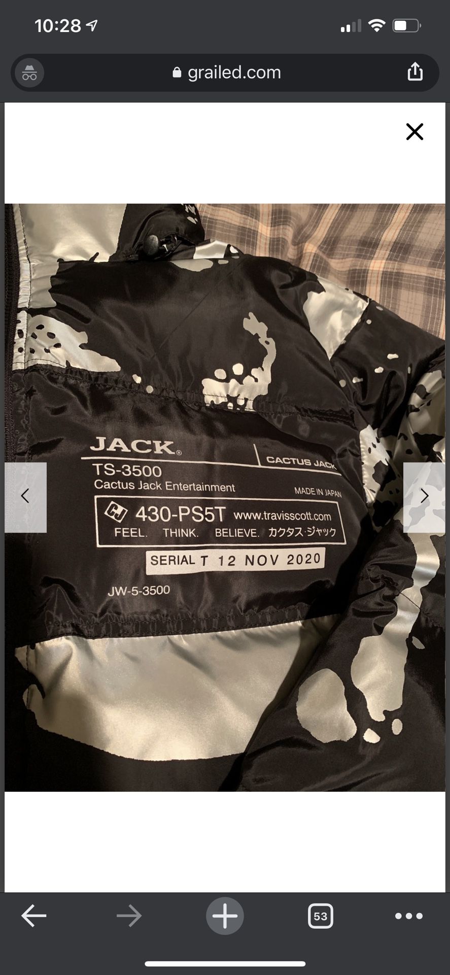 Travis Scott X PS5 Reflective System Down Puffer Jacket (3M) Large