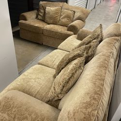 Sofa King Comfortable Beige Flex steel Sofa Set For Sale! Free Local Delivery!!