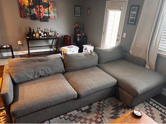 🛋️ Crate & Barrel Gray Sectional with Chaise – Great Condition