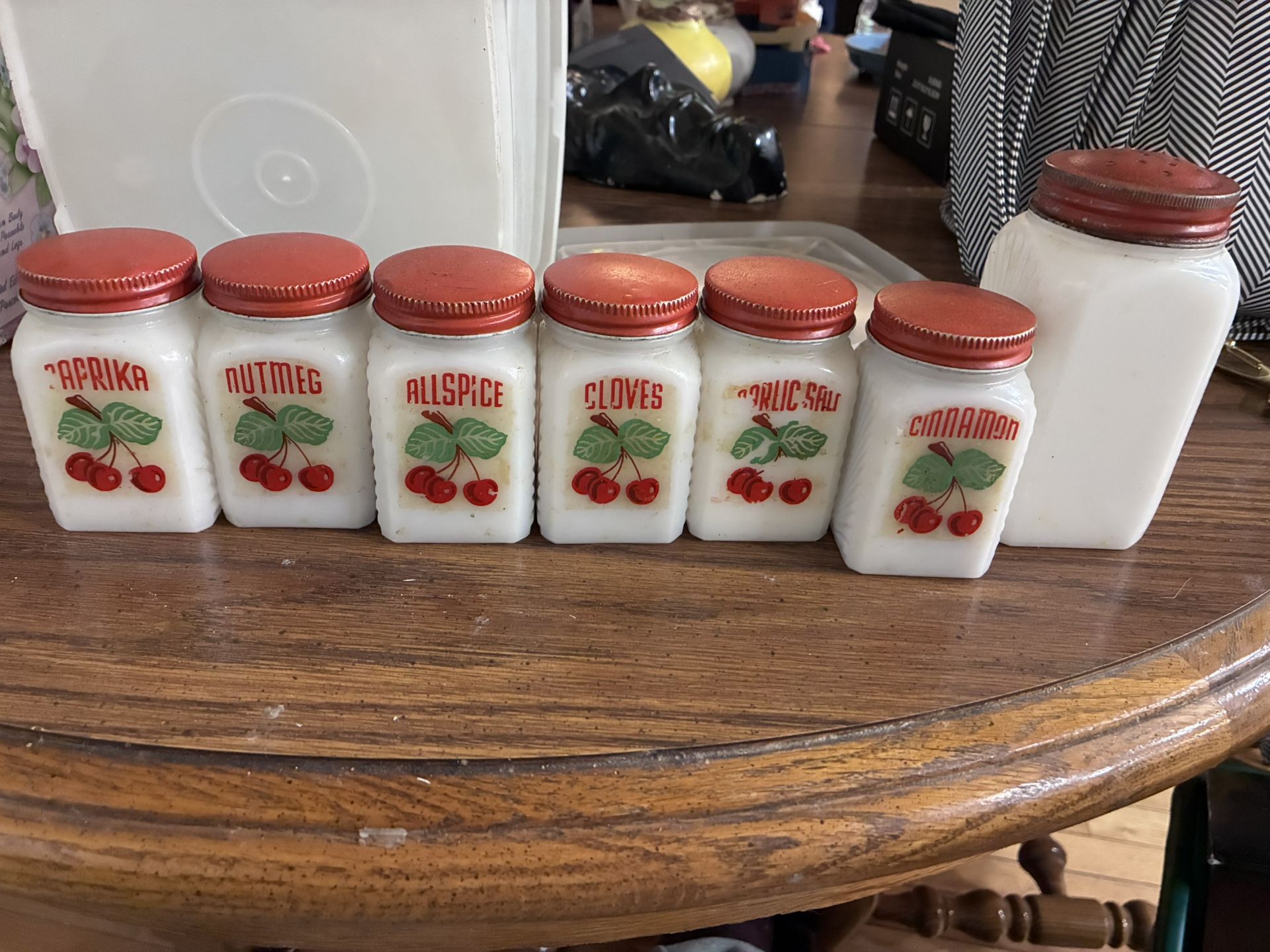 Milk Glass Spice Jars