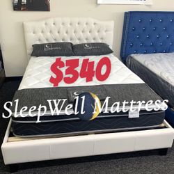 Queen Size Bed Frame With Pillow Top Mattress Included 