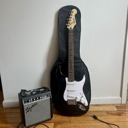 Fender Squier Strat Guitar + Amp & Accessories – Like New! 