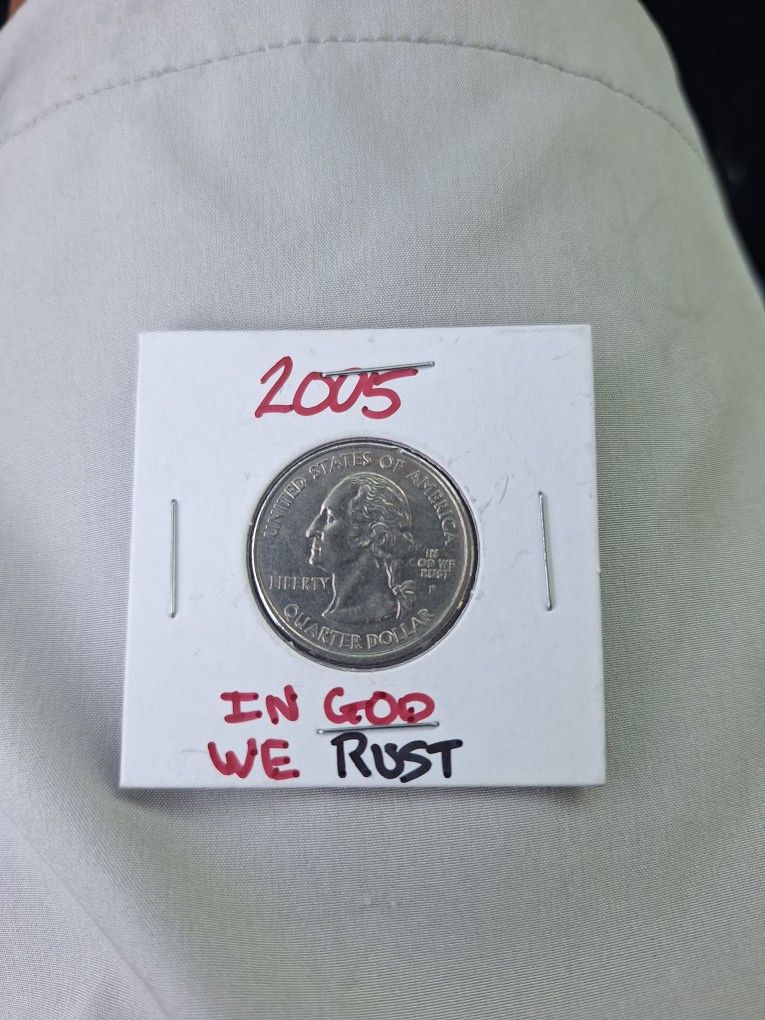 2005.-P Kansas Quarter Error. IN GOD WE RUST