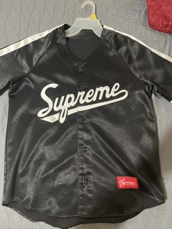 Satin black Supreme Baseball Jersey