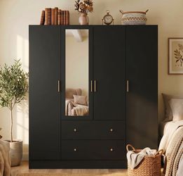 4-Door 2-Drawer Wardrobe With Mirror Panel(It's fully armed)