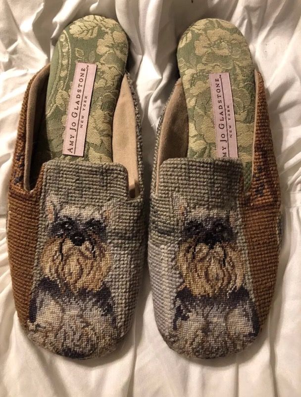 Designer Needlepoint Amy Jo Gladstone Schnauzer Flats XL