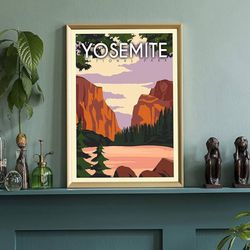 Beautiful Vintage Yosemite Print In Wooden Frame