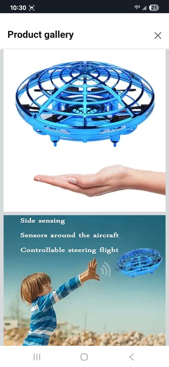 Mini UFO Flying Ball Toys for Kids, Hand-Controlled UFO Drone Helicopter with 360° Rotating LED Lights, Infrared Interactive Induction, Blue