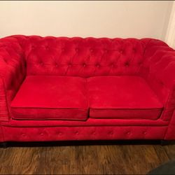 Tufted Red Love Seat Sofa Couch 