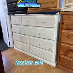 White Wash Nine Drawer Pinewood Dresser