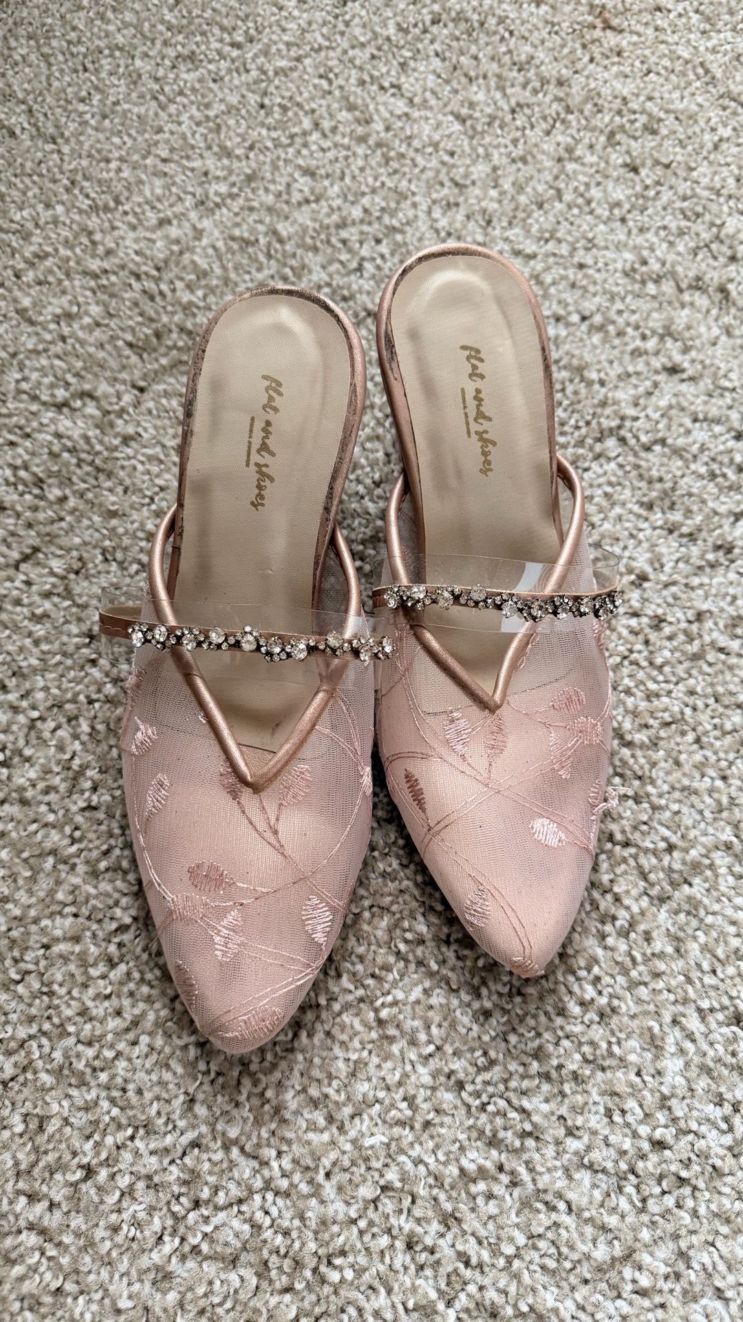 Pink Embroidery heels