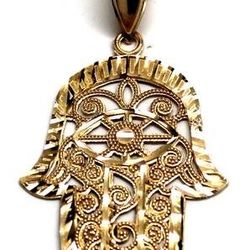 Mens 10K Gold Hand of God Pendant
