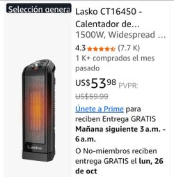 Lasko CT16450 Tower Space Heater 1500W