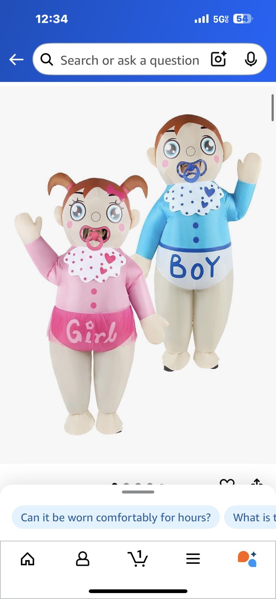 Gender reveal boy and girl grow up costume