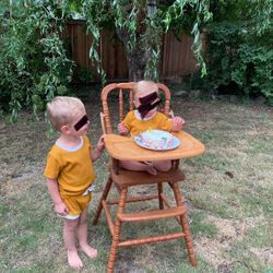 Antique Wood Jenny Lind spindle High Chair 