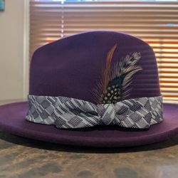 NEW MEN'S MONTIQUE PURPLE WOOL FEDORA SIZE XL UNWORN 