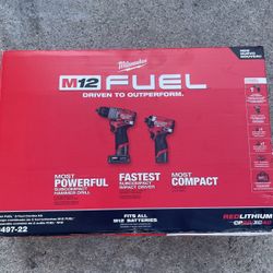 Milwaukee M12 FUEL 12-Volt Lithium-Ion Brushless Cordless Hammer Drill & Impact Driver Combo Kit w/ 2x Batteries Charger & Bag  $159 New