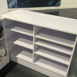 Reception Desk/Counter With Shelves, white 