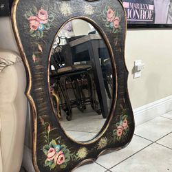 Vintage Hand Painted Mirror 37”Hx30”L
