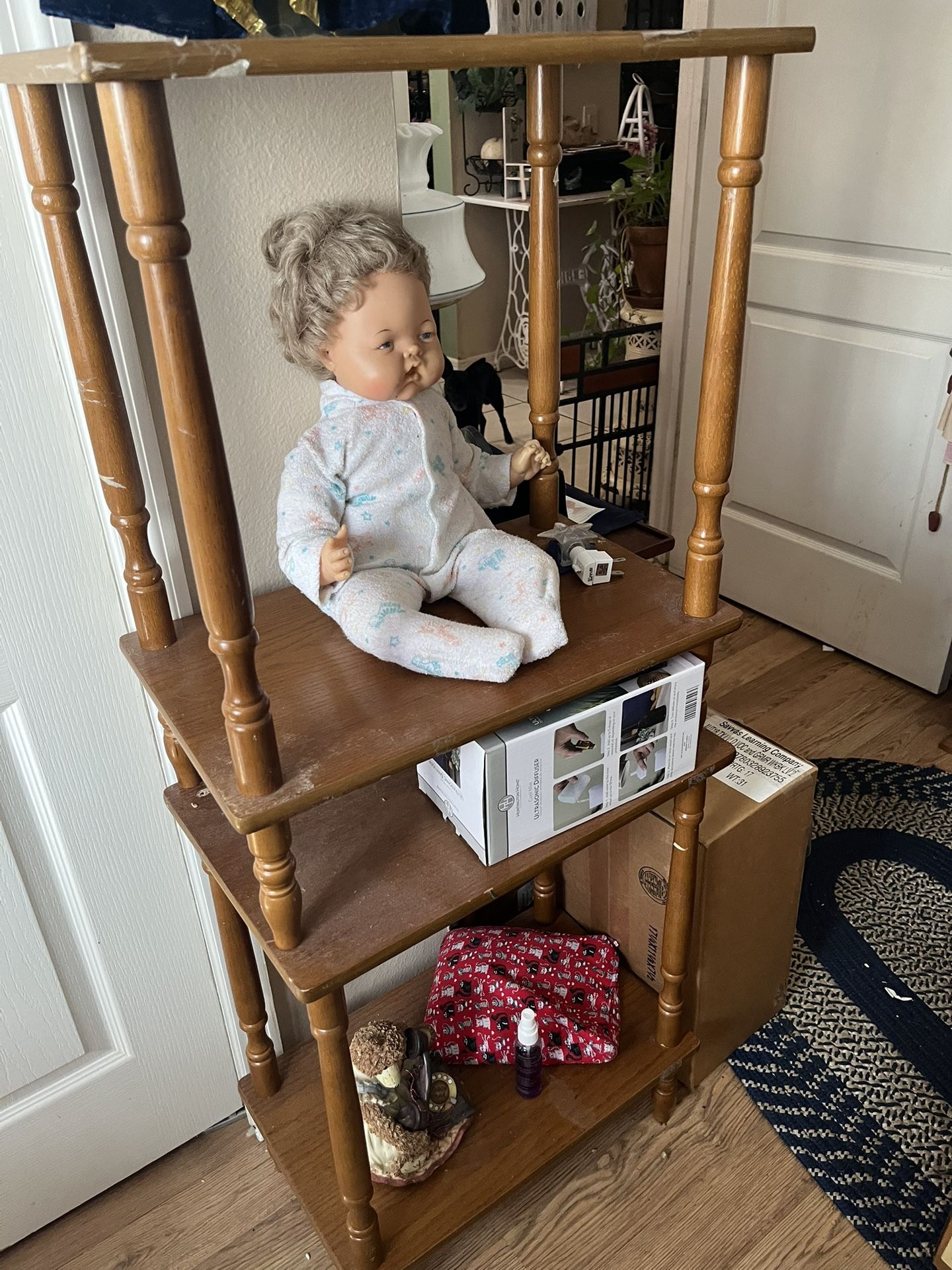 2 Small Vintage Antique Bedside Tables Excuse The Doll That’s Sitting On Tables Stacked Together