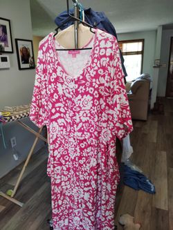 Dress Knit Pink / White Plus Size