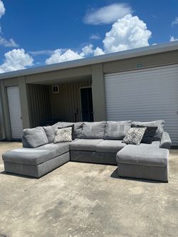 Gray Double Chaise Sectional Couch