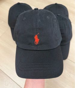(NEW/ ONLY 4 HATS) RALPH LAUREN UNISEX BLACK LOGO RED HAT