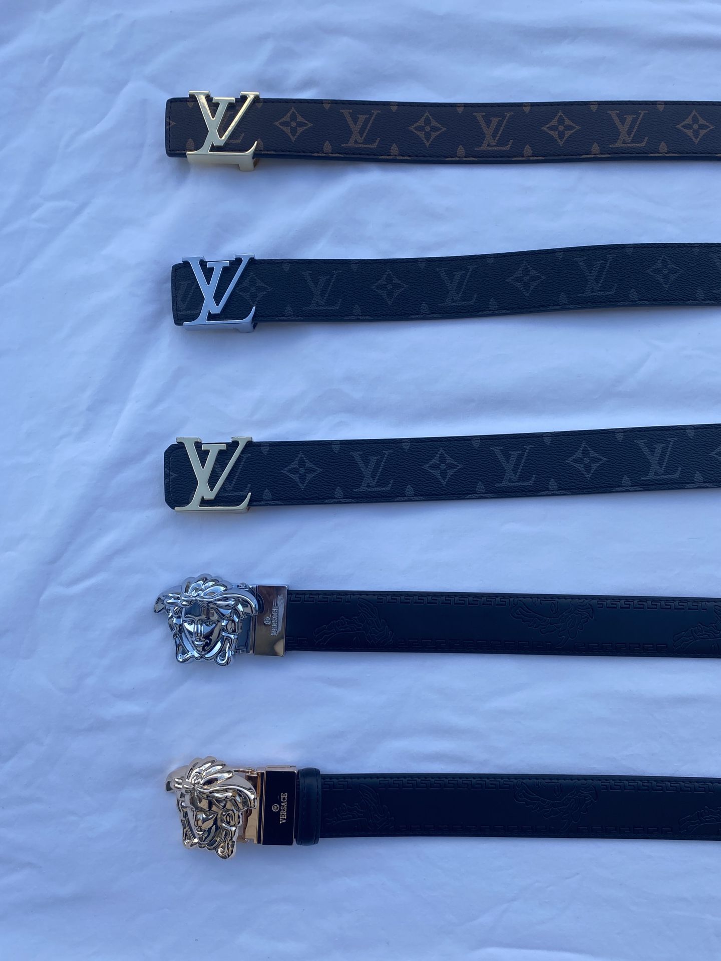 Luxury Belts Versace and Louis Vuitton