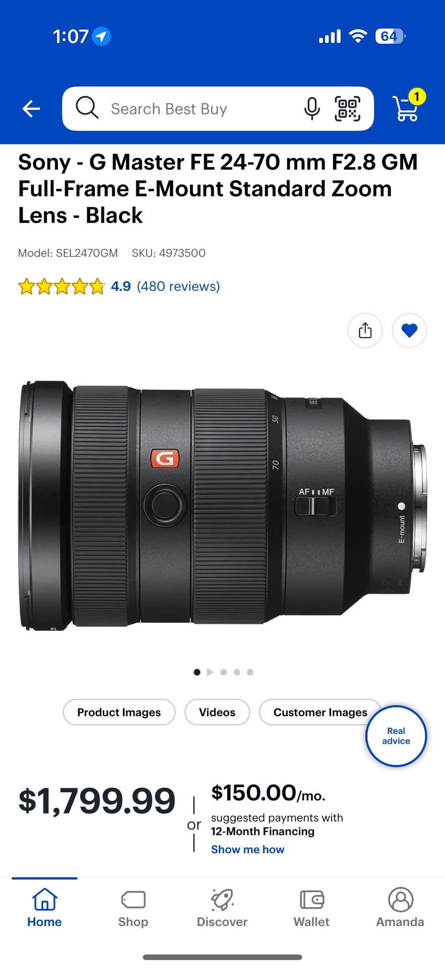 Sony 24-70mm f/2.8 GM Lens