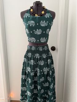 70s Retro Geo Wave Halter Midi Dress