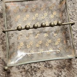 Vintage Rojack Candy Dish for ash Square Gold Leaf Signed