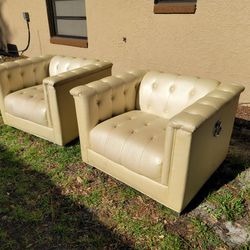 Pair Chaviano Tufted Upholstered  Pearl Accent Chairs DIY