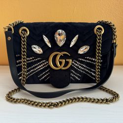 Gucci Black Quilted Shoulder Bag with Gold Chain Limited Edition Authentic 