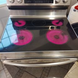 Electric stove glass top five burner