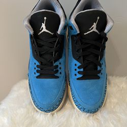 Air Jordan Retro 3 Powder Blue Black/ Blue Mens, Size 9, No Box, Like New, Used,