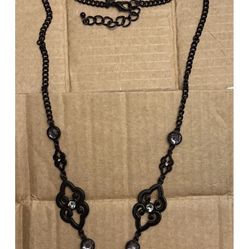  Black metal Simply Vera, Vera Wang long pendant necklace with rhinestones.