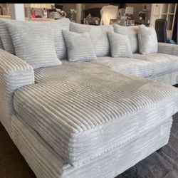Brand New Elegant Plush Corduroy Comfy Sectional 
