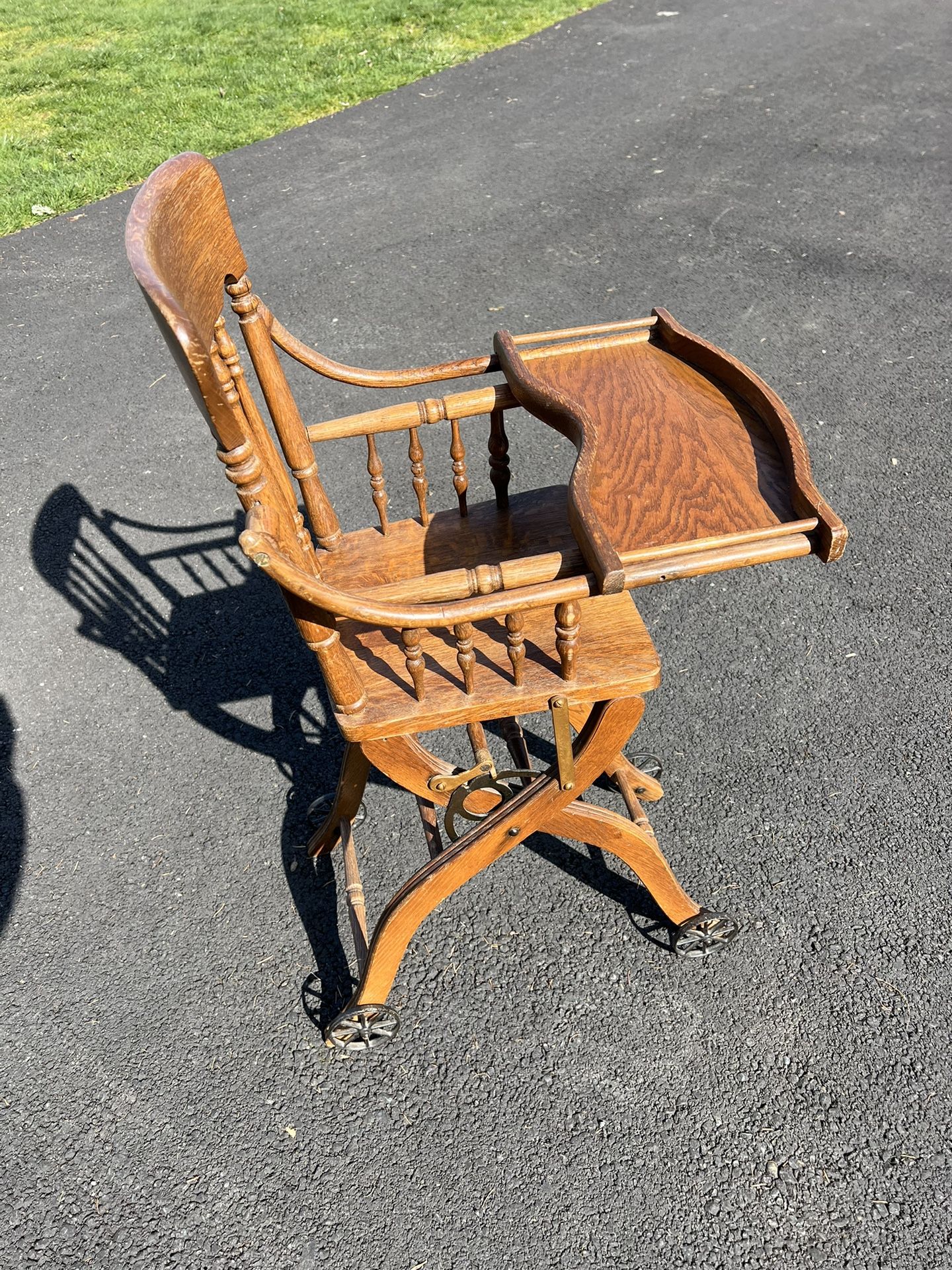 Antique Oak Wood High Chair