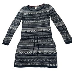 H&M L.O.G.G. Fair Isle Sweater Dress Navy White Knit Size M 